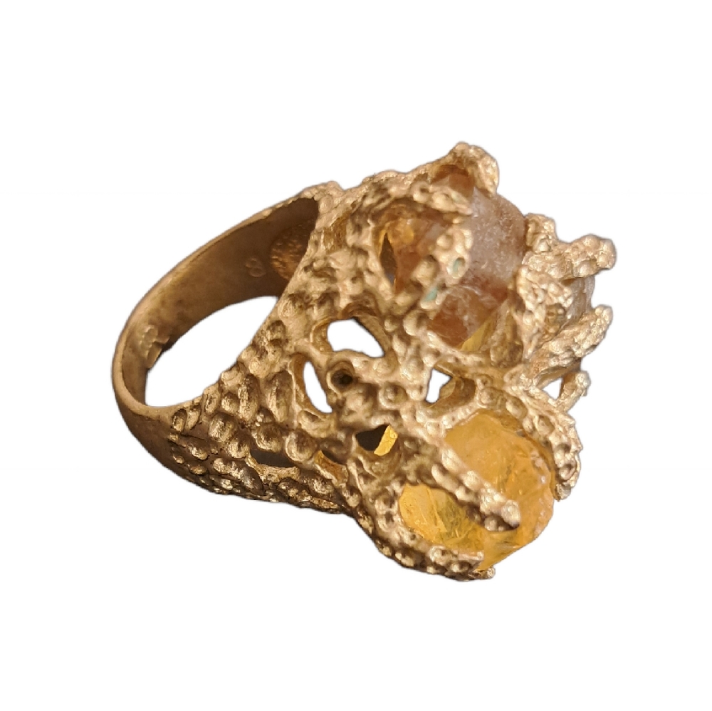 Banana Republic Coral Design and Stone Statement Cocktail Ring